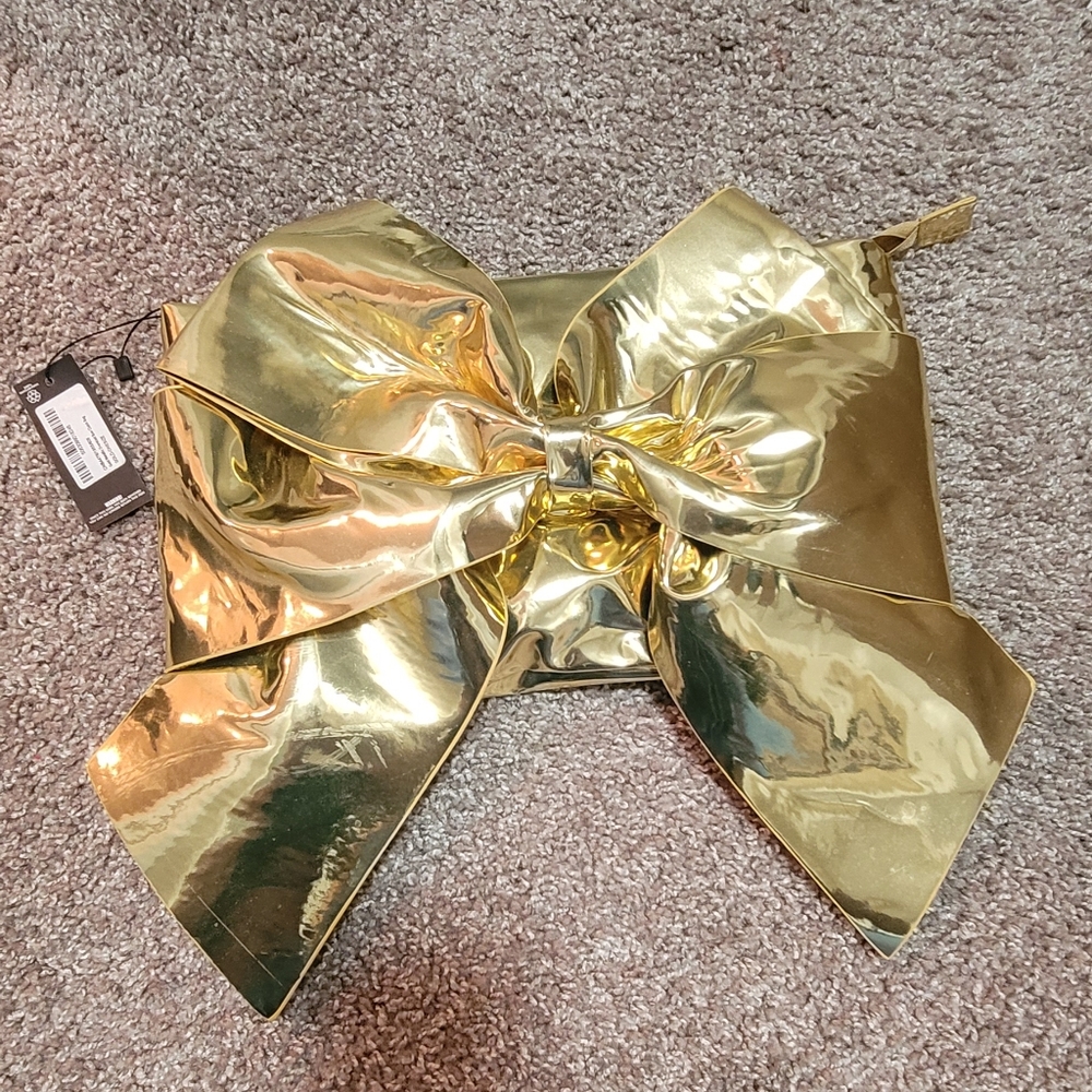 Metallic Gold Bow Clutch Bag